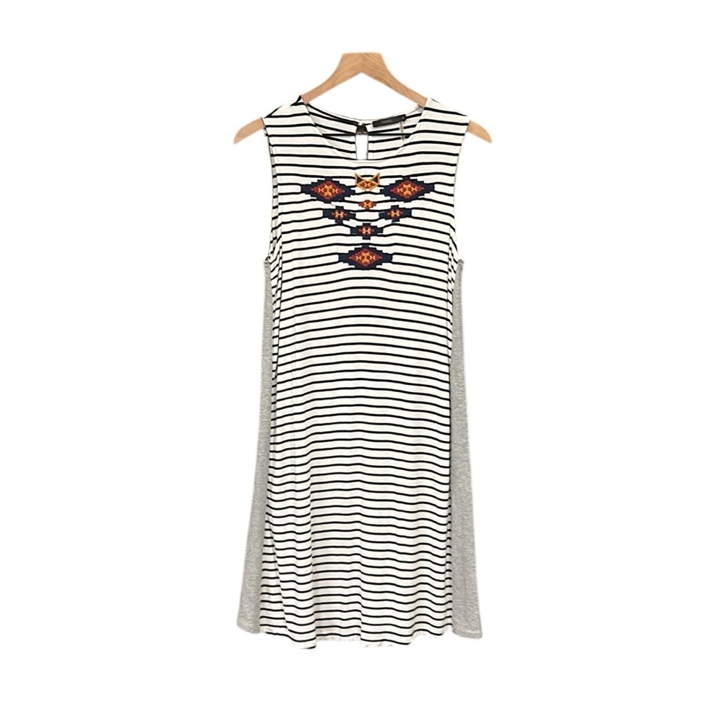 THML Striped Embroidered Sleeveless Knee Length Dress Size Small - Picture 10 of 10